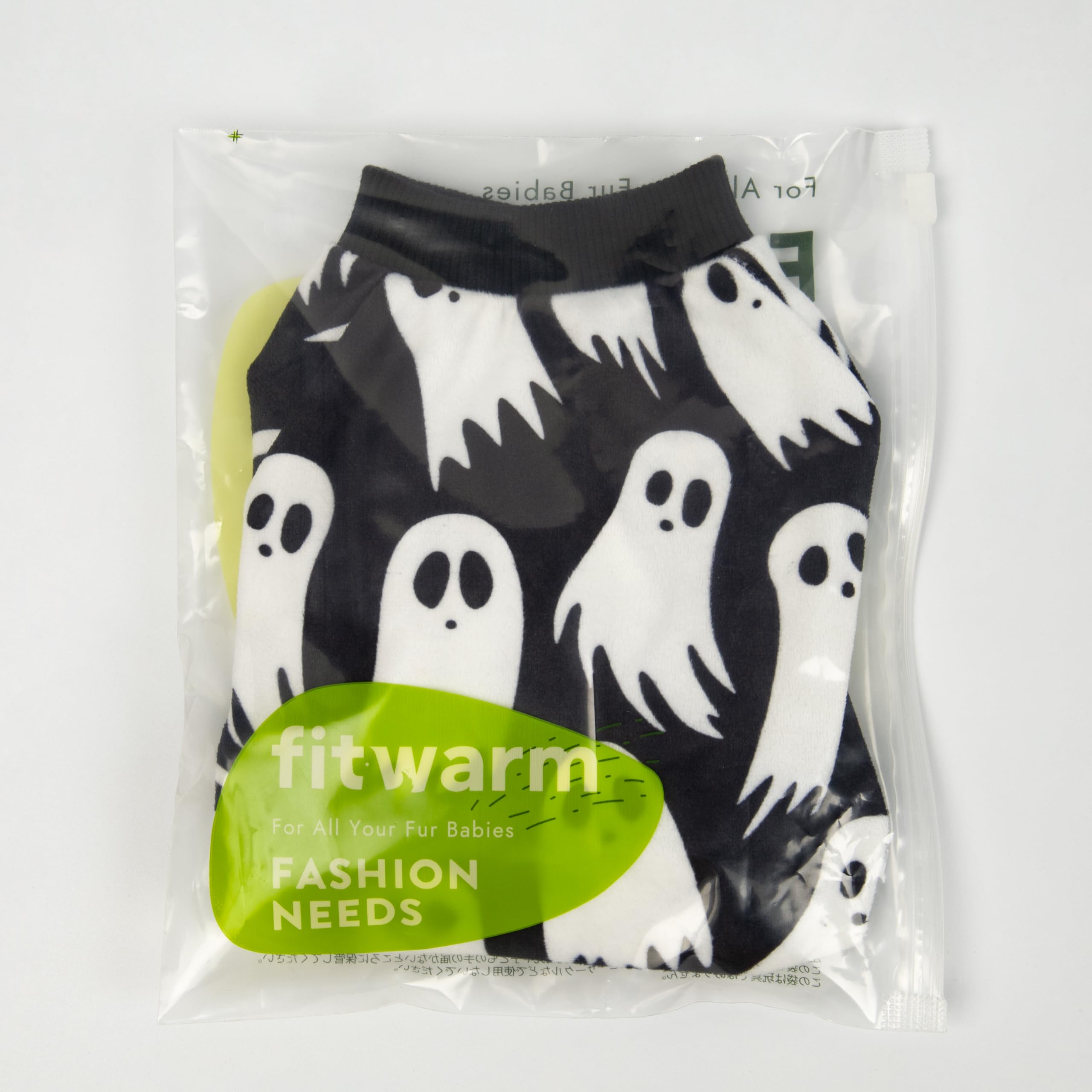 Fitwarm Halloween Ghost Dog Pajamas - Funny Fleece Dog Onesie Costume with Feet for Small Dogs (Black/White, XL) | Cute Pet Apparel for Halloween Parties & Cozy Nights