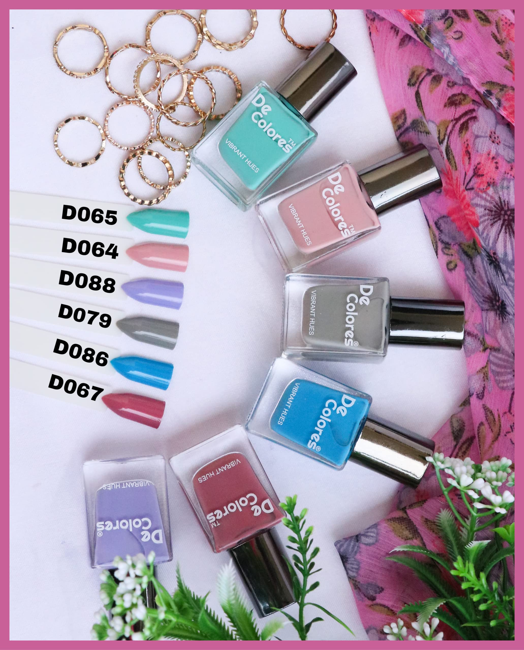 De Colores Glossy Nail Polish - Pastel Collection (6 Pack, 9.9ml Each) | Long-Lasting, Vegan & Cruelty-Free Nail Polish Set for Spring, Summer Manicures & Pedicures