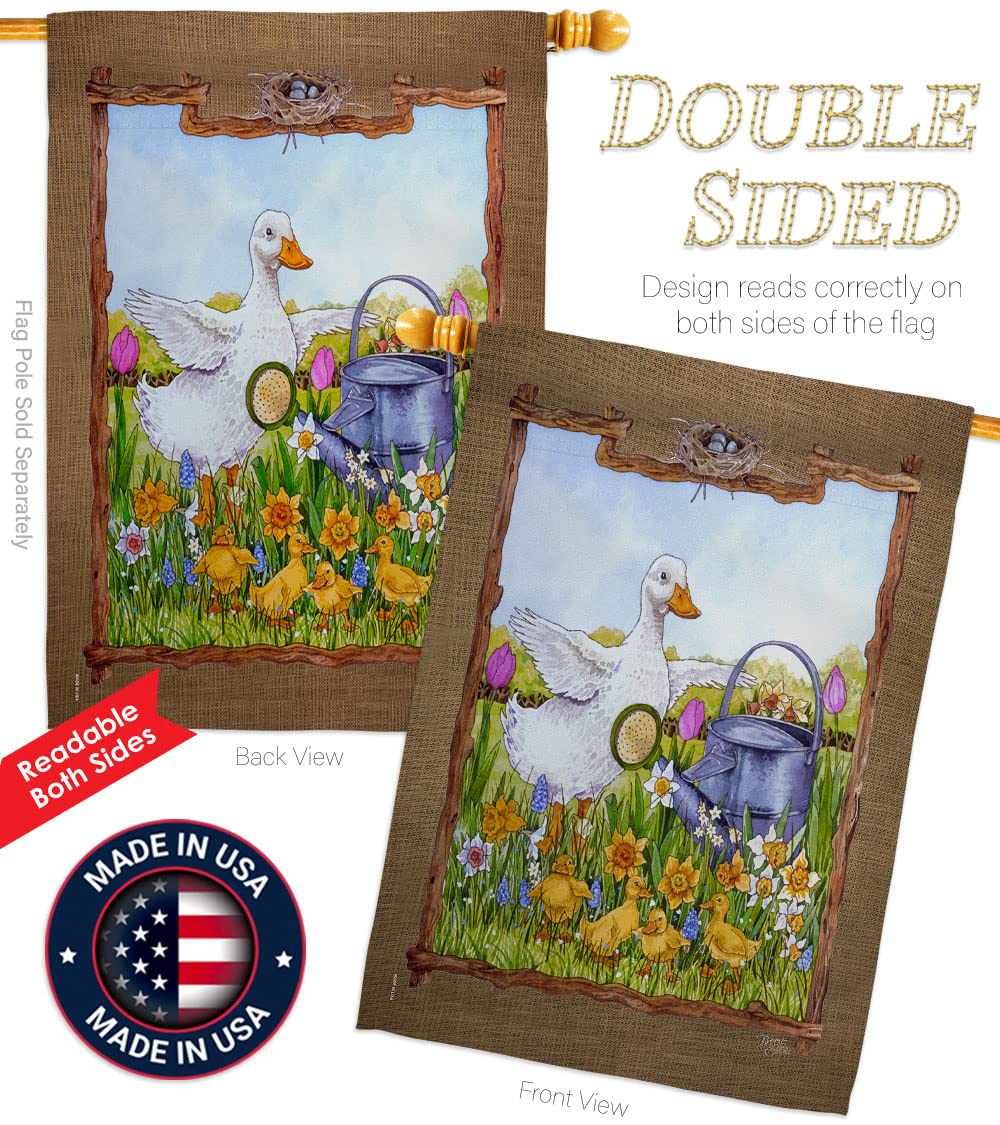 Duck & Duckies Garden Flag Set - 28x40 Inch Vertical Decor for Outdoor