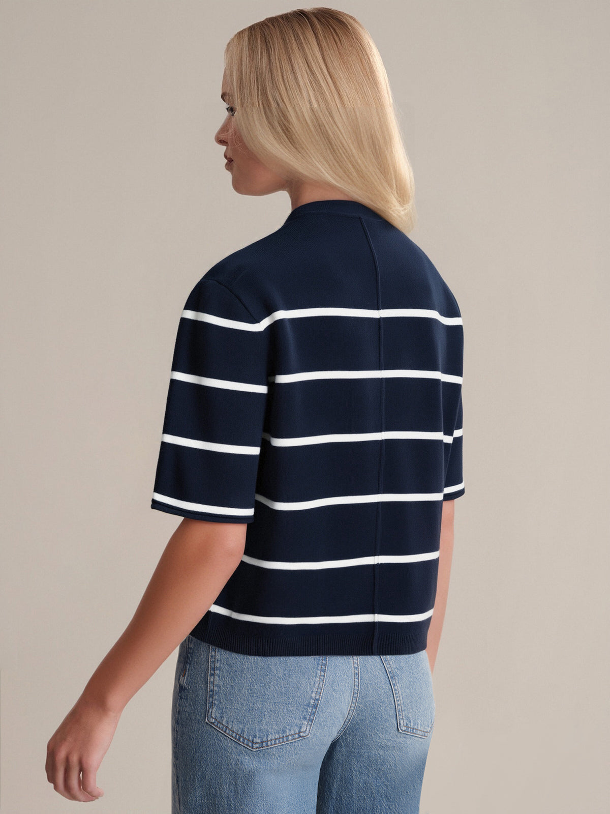 Noa Stripe Cotton Crop Sweater for Women | Soft & Comfortable Short Sleeve Pullover | Perfect for Summer Outfits, Beach Cover-Ups & Casual Wear
