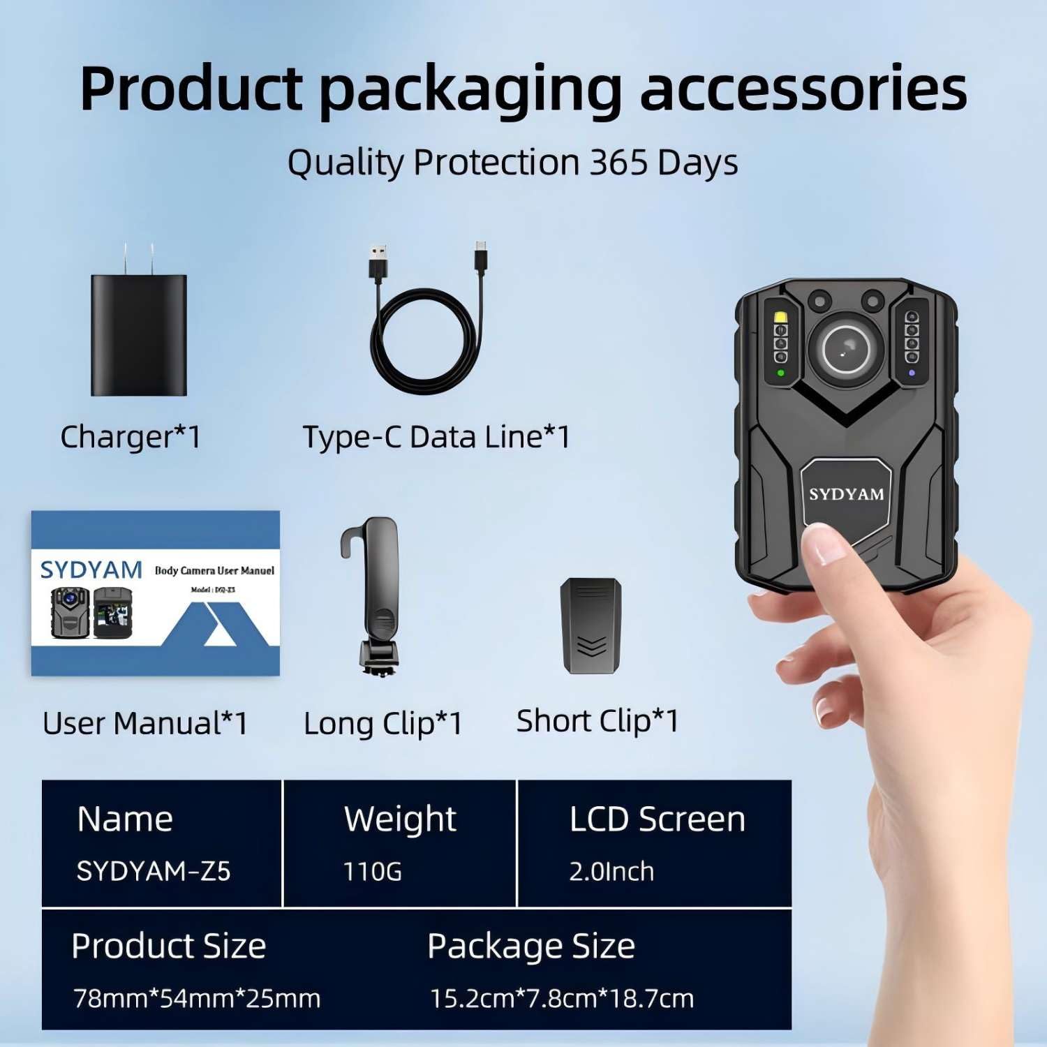 SYDYAM 1440P HD 256GB Police Body Camera with Audio Recording & Night Vision, 2K Wearable Camcorder for Law Enforcement, Security Guards, Cycling, Hiking, Meetings - Long Battery Life (10-12 Hours) for Daily Patrols and Outdoor Activities