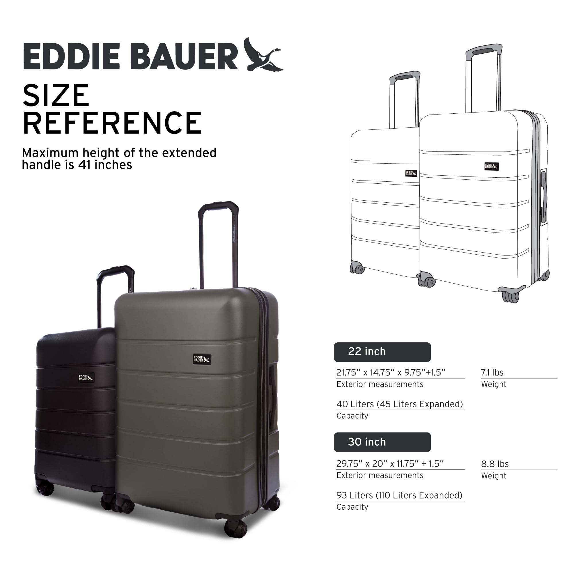 Eddie Bauer Glacier Hardside Luggage 22