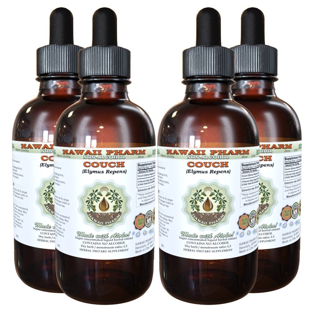 Organic Couch (Elymus Repens) Alcohol-Free Liquid Extract - 4x4 oz Dried Root Glycerite - Natural Digestive Support & Herbal Wellness - Perfect for Tea Blends, Tinctures & Holistic Remedies