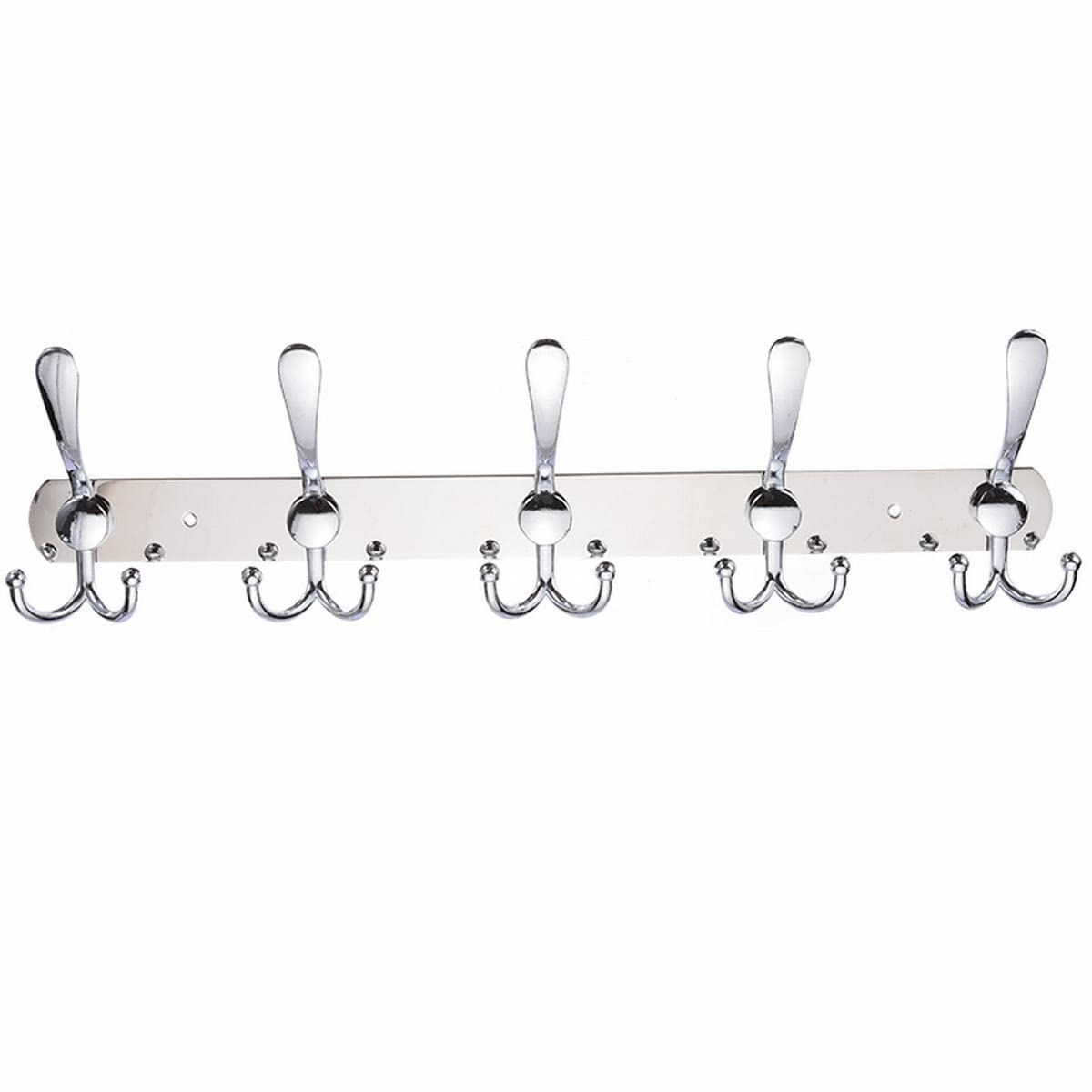 5-Pack Stainless Steel Wall Hooks - Heavy Duty Coat Rack for Hats, Clothes, Bags & More - Space Saving Wall Mounted Organizer for Bathroom, Bedroom, Entryway & Closet Storage