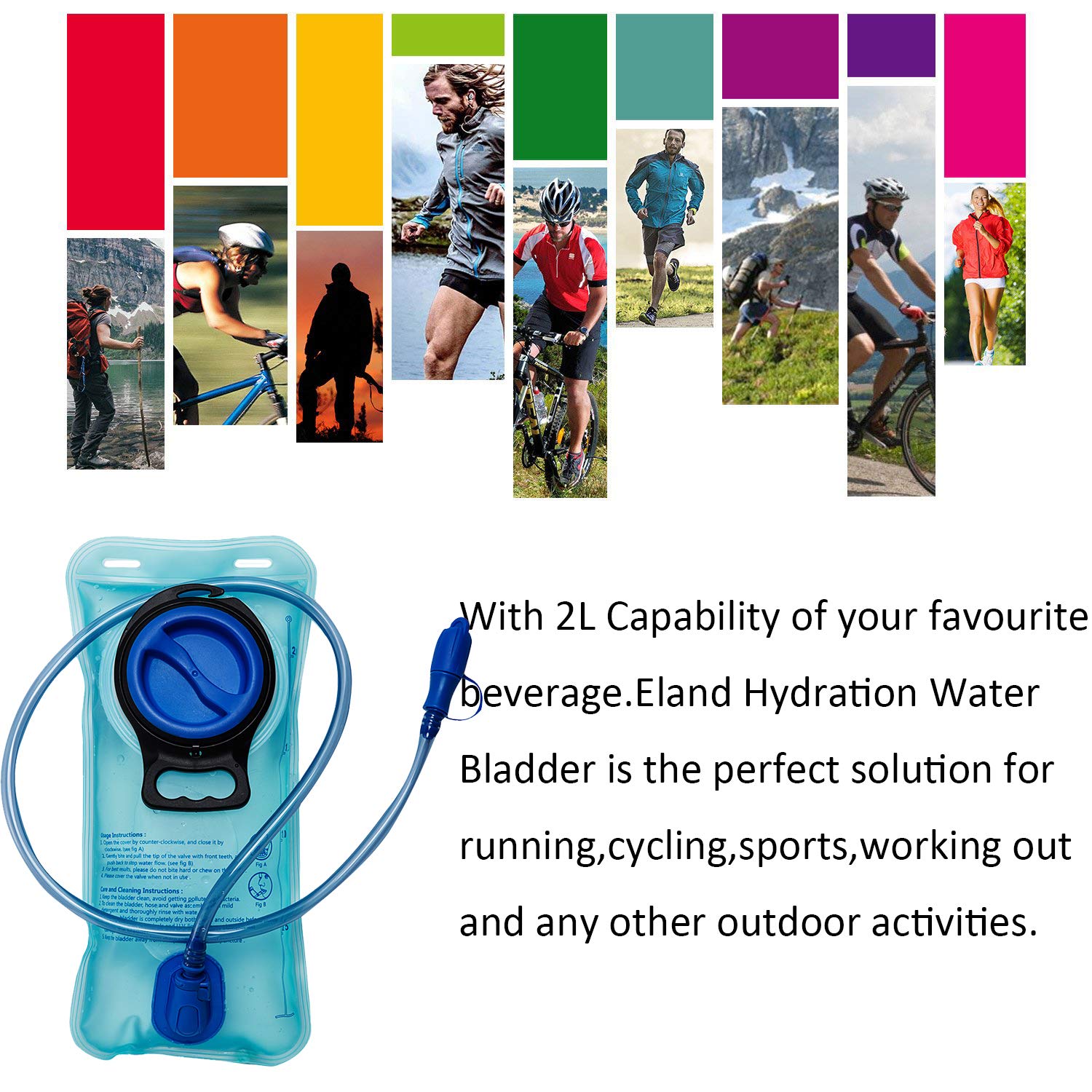 2L Leak Proof Outdoor Hydration Bladder - Lightweight Water Reservoir for Hiking, Cycling, Camping & Backpacking Adventures