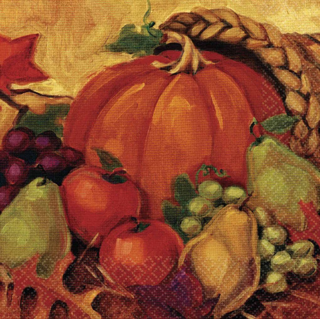 Premium Thanksgiving Harvest Still Life Round Paper Napkins - 8