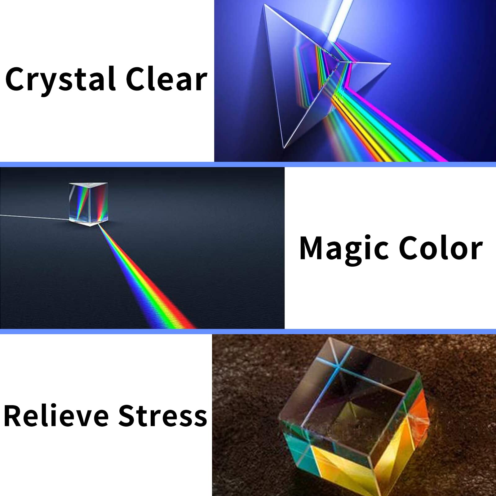 4 Pack K9 Optical Crystal Prism Set - 55mm Crystal Ball, 50mm Cube, 50mm Triangular Prism & 60mm Pyramid for Science Experiments, Photography Lighting Effects & STEM Education - Perfect for Classroom, Studio & Creative Play