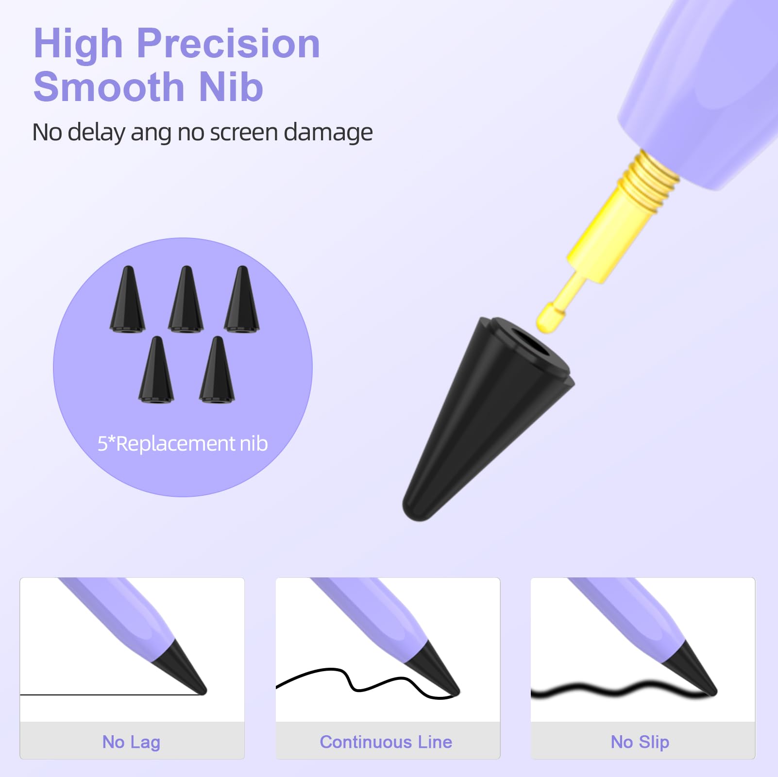 TQQ Stylus Pen for Apple iPad 2018-2024 - Pro Precision Pixel-Level Tip with Tilt Sensitivity & Magnetic Attachment - Compatible with iPad 10/9/8/7/6, Pro 11