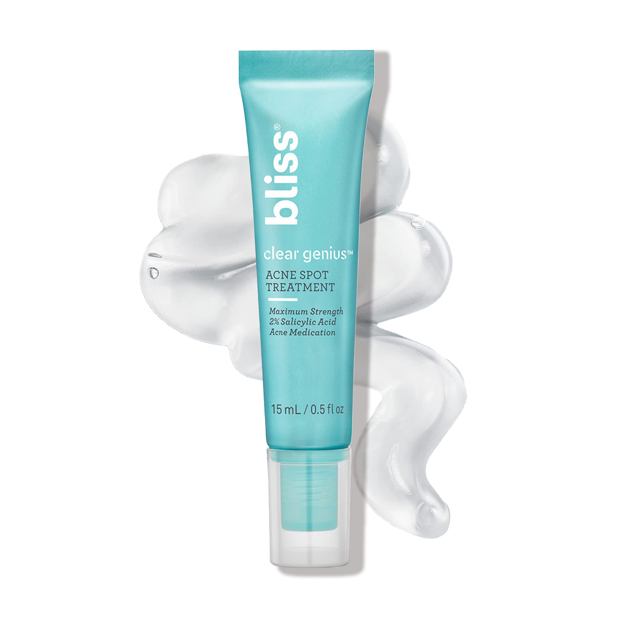 Bliss Clear Genius Acne Spot Treatment – 2% Salicylic Acid Maximum Strength for Blemish Reduction – Clean, Vegan & Cruelty-Free Formula (0.5 Fl Oz) | Perfect for Overnight Spot Treatment & Daily Acne Care