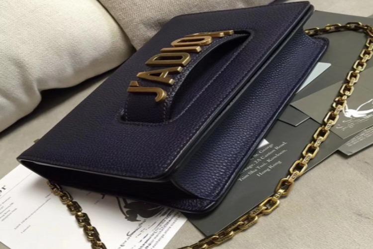 J'Adior Calfskin Flap Bag in Dark Blue | Luxury Designer Handbag for Women | Perfect for Evening Parties, Date Nights & Special Occasions