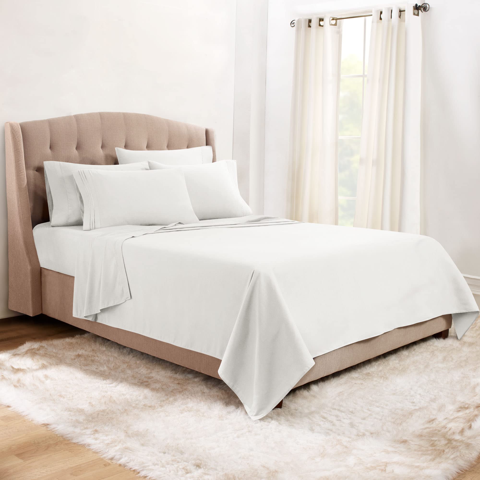 Clara Clark 1800 Series Luxury Bed Sheet Set - Twin XL, White - Ultra Soft Deep Pocket Fitted Sheet with Extra Pillowcases for Comfortable Sleep | Perfect for Guest Rooms, Dorms & Cozy Bedrooms