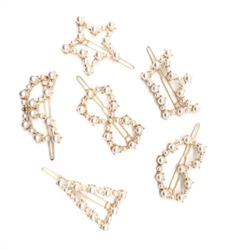 6 Pcs Pearl Hair Clips for Women - Gold Hair Barrettes for Wedding, Party & Christmas - Elegant Hair Accessories for Girls & Women - Perfect for Bridal, Prom, Birthday & Holiday Hairstyles