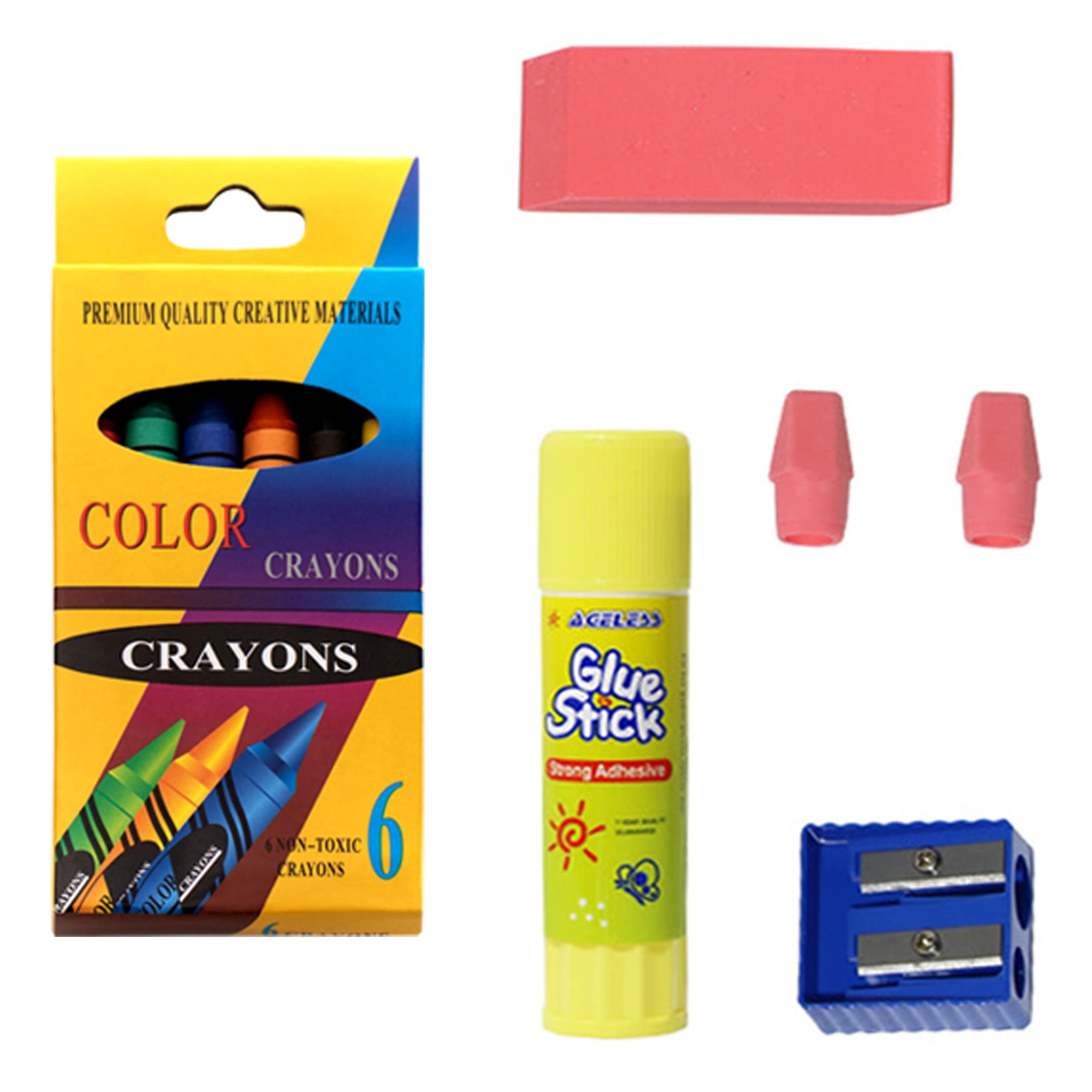 18-Piece Bulk School Supplies Kit for K-12 Students - Essential Classroom Supplies Box with Pens, Pencils & Crayons - Perfect for Elementary, Middle & High School Back to School, Homework & Art Projects