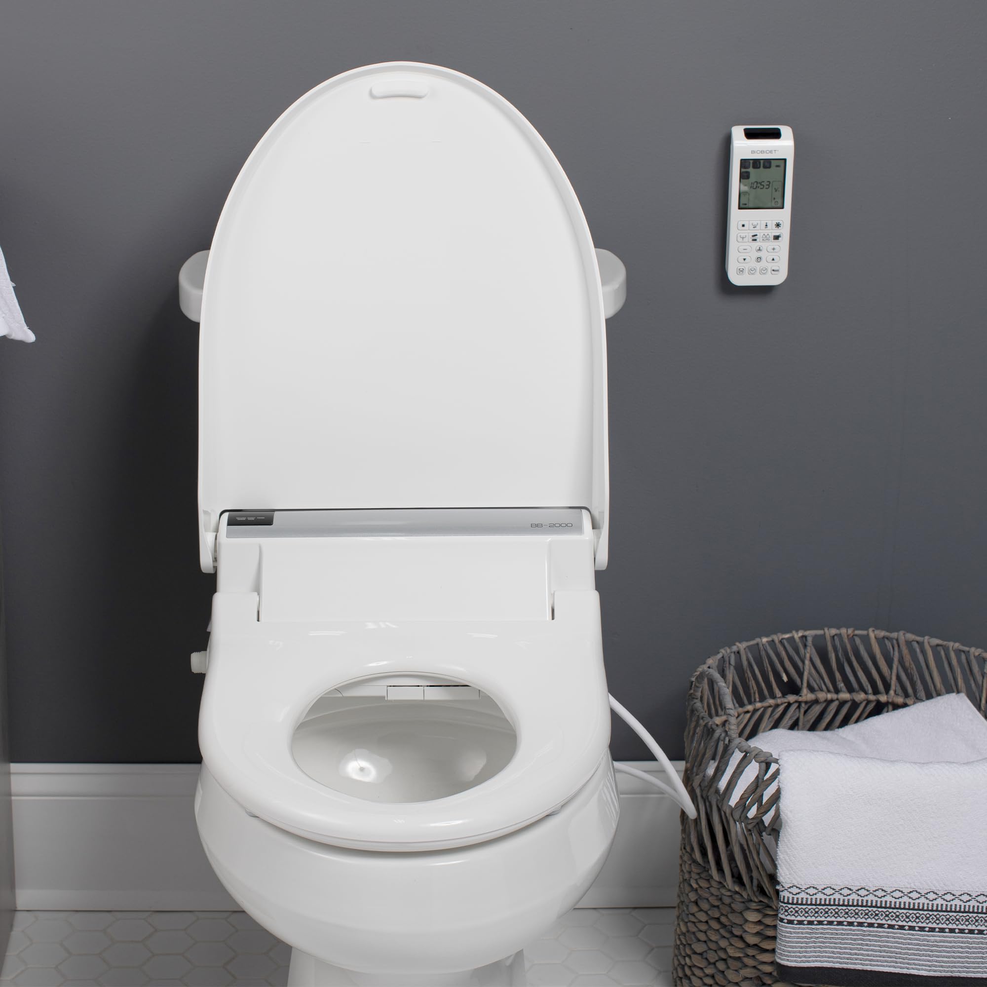 BioBidet BB2000R Bliss BB-2000 Smart Bidet Toilet Seat with Self-Cleaning Hydroflush, Hybrid Heating & Wireless Remote | White Round | Perfect for Modern Bathrooms, Elderly Care & Luxury Home Upgrades