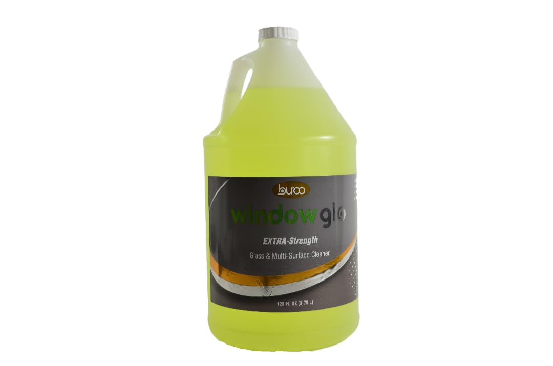 Burco Window Glo Glass & Multi-Surface Cleaner Concentrate - 1 Gallon (4 Pack) - Streak-Free for Windows, Mirrors, Countertops & More