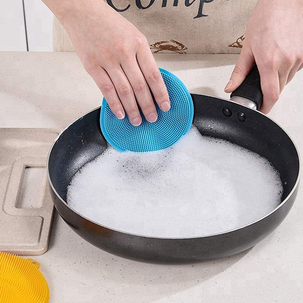 Collapsible Silicone Food Storage Bowls with Airtight Lids - 2 Pack 350ml Travel Camping Bowls & Dish Sponges Set (Blue) | Perfect for Camping, Hiking, Picnics & Outdoor Adventures