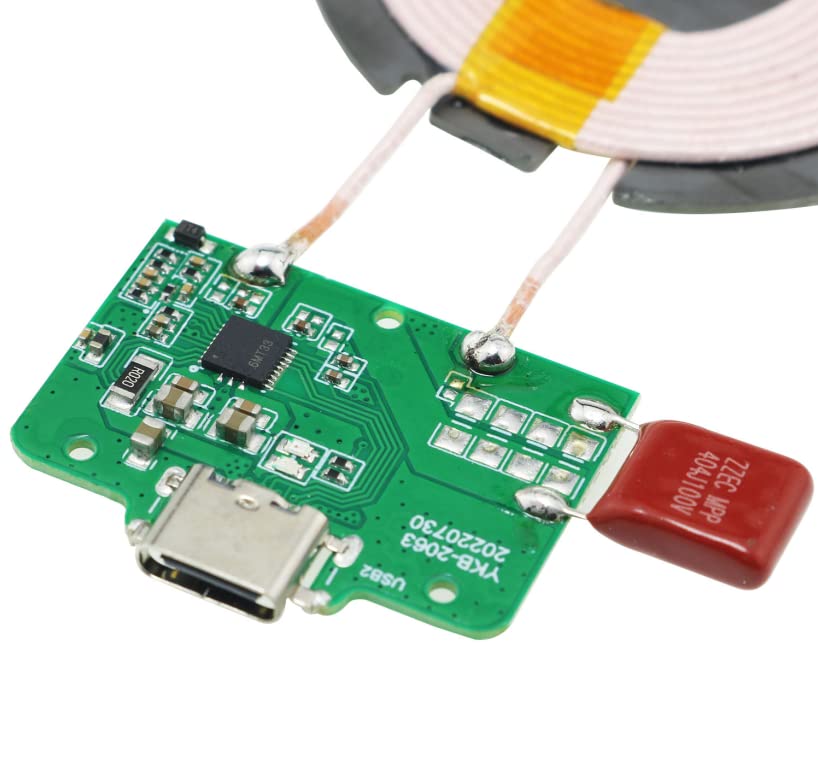 15W Qi Wireless Charger PCBA Circuit Board with Coil Pad - Fast Charging Module for Smartphones & Electronics - Perfect for DIY Projects & Device Repair