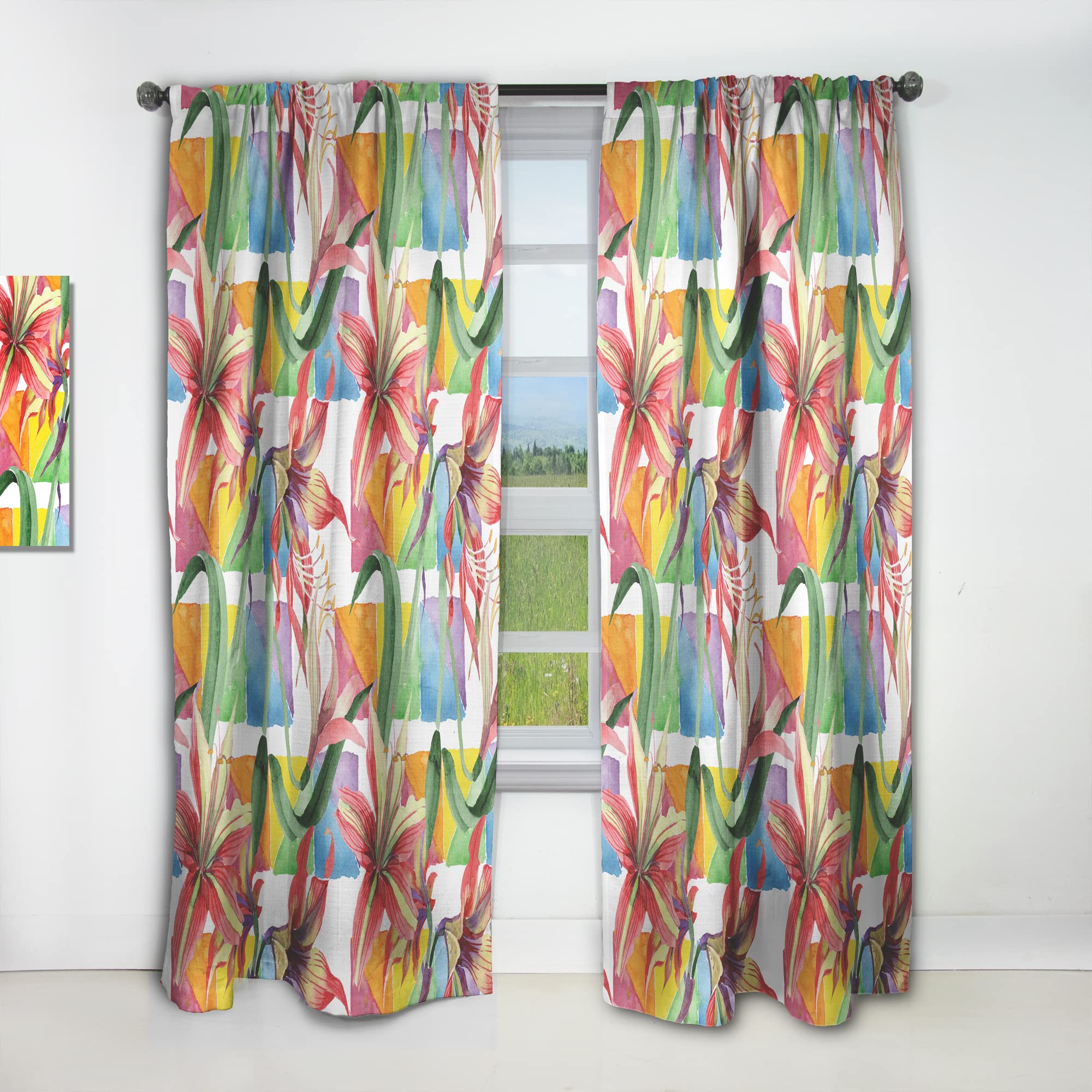 DesignQ Retro Floral Botanical Curtains - Thermal Insulated Single Panel (52x90 inches) for Bedroom & Living Room - Vintage Home Decor with Blackout & Energy Saving Features