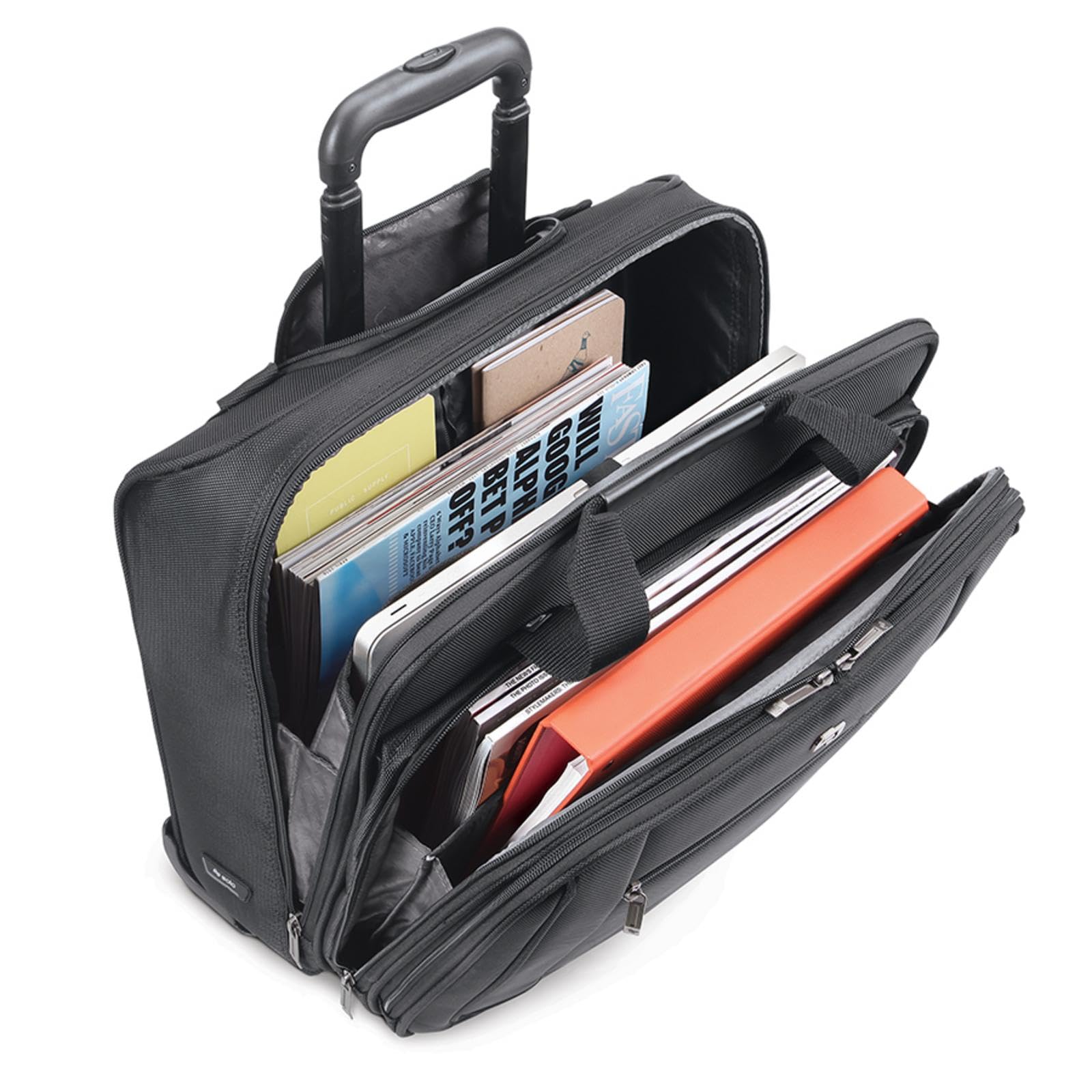 Solo New York Bryant Rolling Laptop Bag with Wheels - 17.3 Inch Wheeled Briefcase for Business Travel, Black Carry On Luggage with Telescoping Handle (14