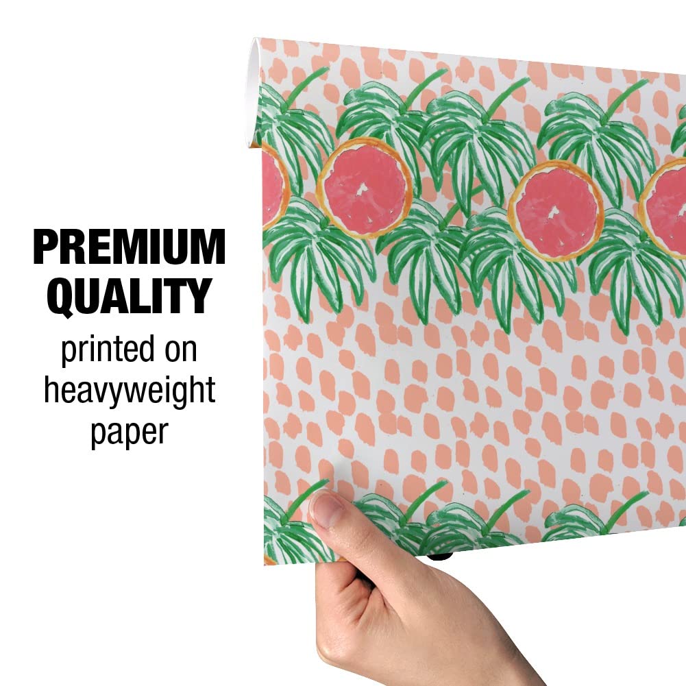 GRAPHICS & MORE Grapefruit and Leaves Gift Wrap Wrapping Paper Rolls - Perfect for Birthday, Wedding, Christmas & Party Gift Wrapping