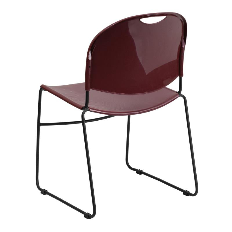 FLASH HERCULES Series 880 lb Capacity Burgundy Stackable Chairs - Ultra Compact Folding Chairs with Black Powder Coated Metal Frame - Perfect for Events, Weddings, Banquets & Home Use
