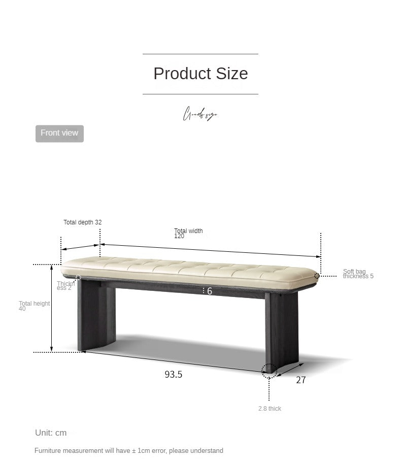 Premium Oak Solid Wood Luxury Bench with Genuine Yellow Cowhide Upholstery - Perfect for Entryway, Living Room, or Bedroom Seating
