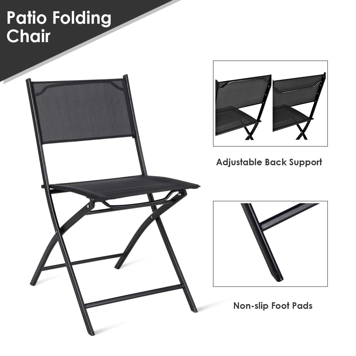 HAPPYGRILL 4-Pack Portable Folding Chairs for Indoor & Outdoor Use - Lightweight Foldable Chairs for Meetings, Patio Parties, Picnics, Dining, and Camping | Perfect for Backyard BBQs, Beach Trips, and Tailgating