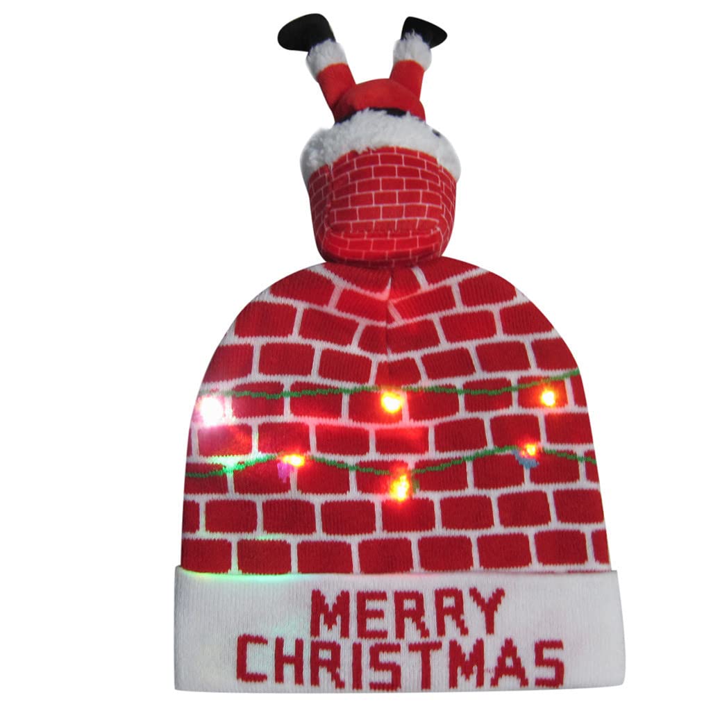 LED Knit Beanie Hat for Men & Women - Winter Warm Light-Up Hat with Flash Lamp - Unisex Adult & Kids Hat for Outdoor Activities, Night Running, and Winter Sports