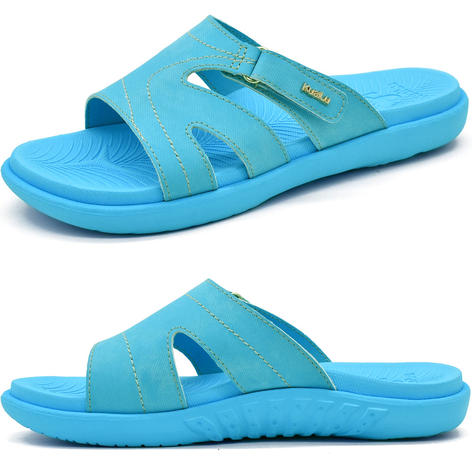 **KuaiLu Women's Orthotic Slides - Lightweight Athletic Yoga Sandals with Thick Cushion & Arch Support for Plantar Fasciitis - Perfect for Yoga, Gym, and Home Comfort**