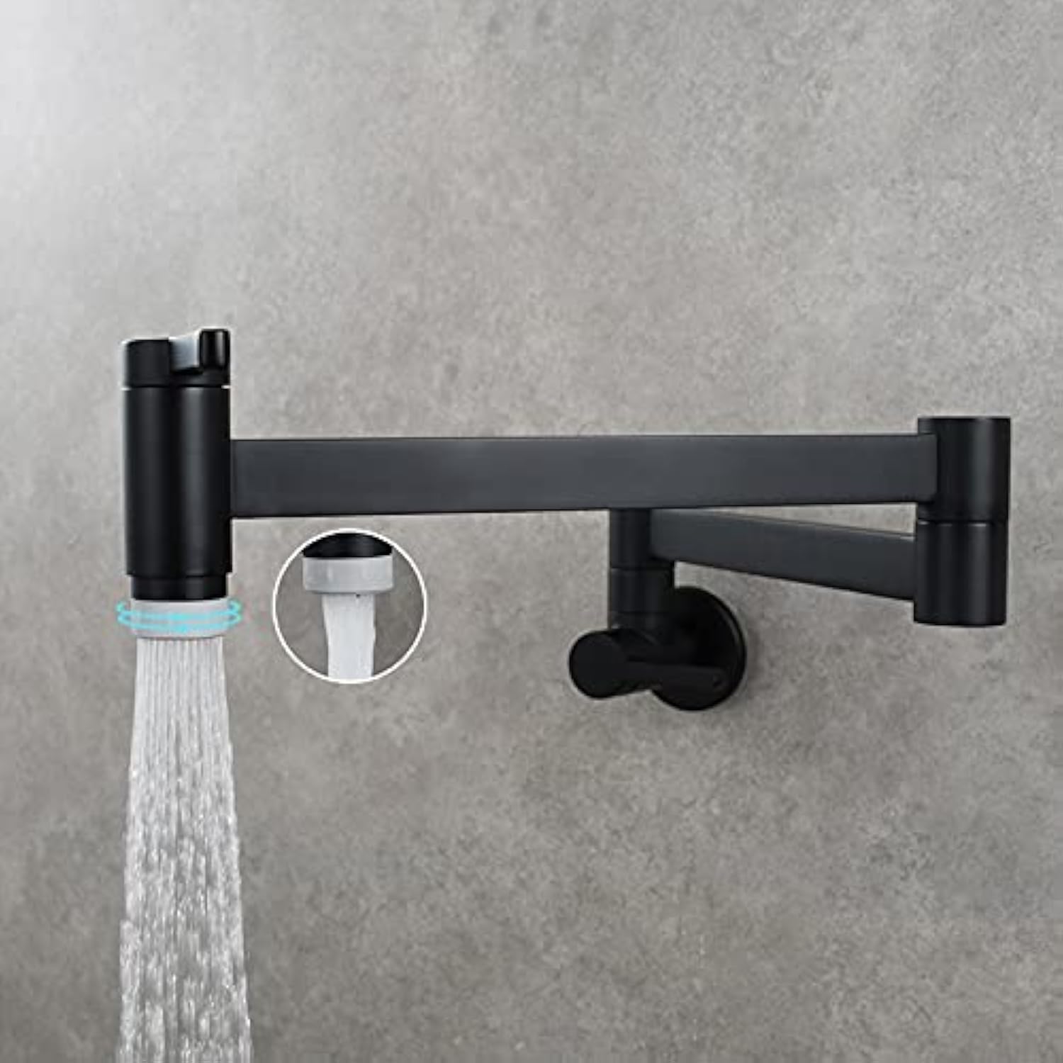Premium Solid Brass Wall Mounted Folding Kitchen Faucet - Dual Function Nozzle, Matte Black Finish for Modern Homes | Ideal for Small Kitchens, RV, Camper & Tiny House Installations