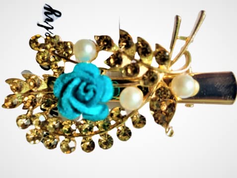 SIYAA Rose Flower Hair Clips for Women & Girls - Elegant Hair Accessories for Weddings, Parties & Everyday Style (Pack of 1)