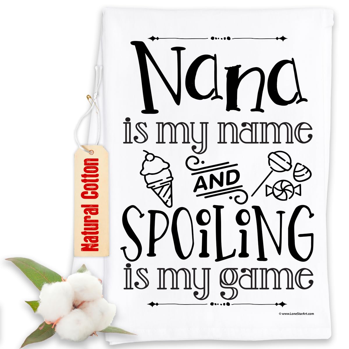 Funny Kitchen Tea Towels with Sayings - 'Nana is My Name and Spoiling is My Game' Decorative Dish Towels - Cute Multi-Use Kitchen Towels for Grandmas & Grandmothers - Perfect Housewarming Gift for Cooking, Baking & Kitchen Decor