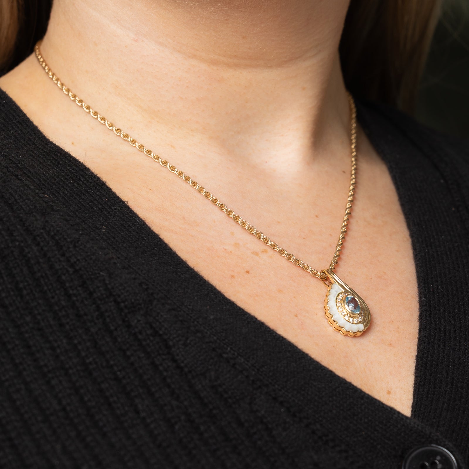 1.10ct Multi Gemstone Pendant Necklace with 0.16ctw Diamonds in 18K Gold - Elegant Jewelry for Women, Perfect for Weddings, Anniversaries & Special Occasions