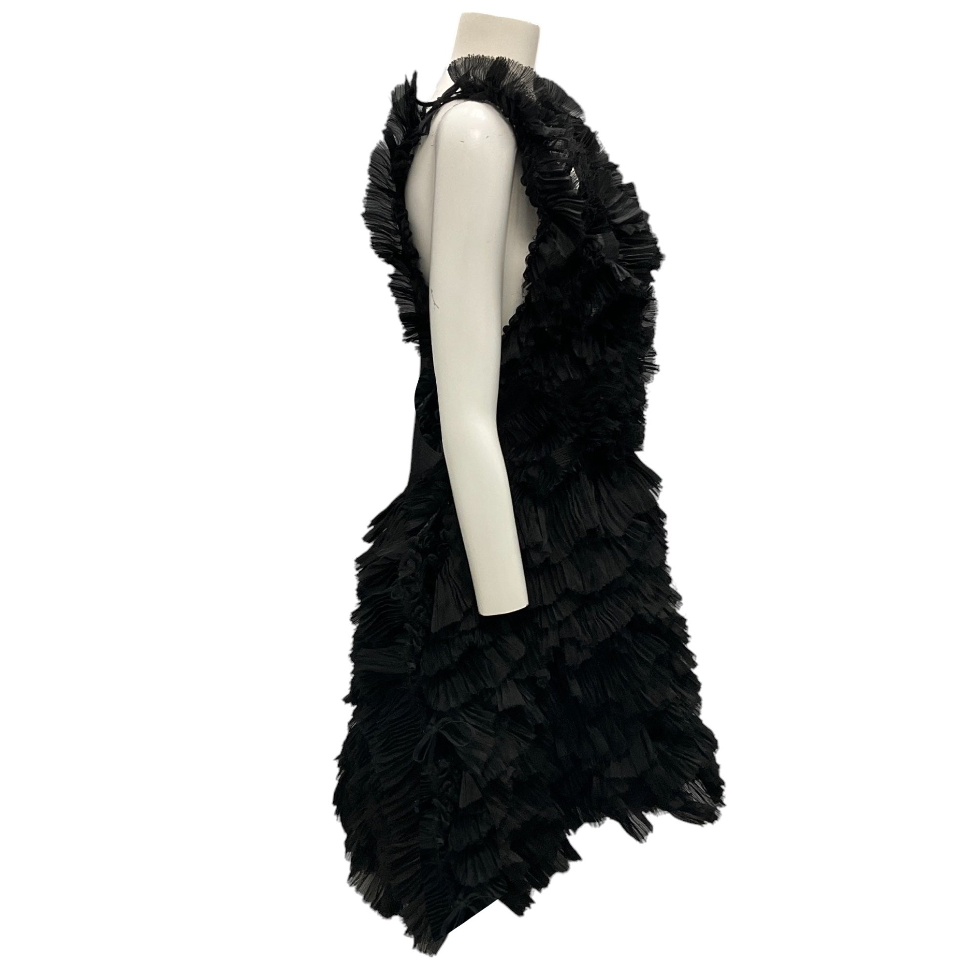 Roberts Black Silk Sheer Ghazar Dress with Hand-Linked Circles - Elegant Evening Wear for Weddings & Special Occasions