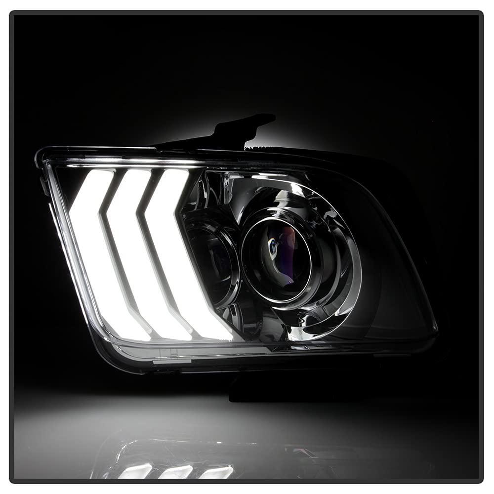 High-Performance Aftermarket LED Light Bar & Projector Headlights for 2005-2009 Ford Mustang - Chrome Housing - Upgrade Night Visibility for Street & Off-Road Driving