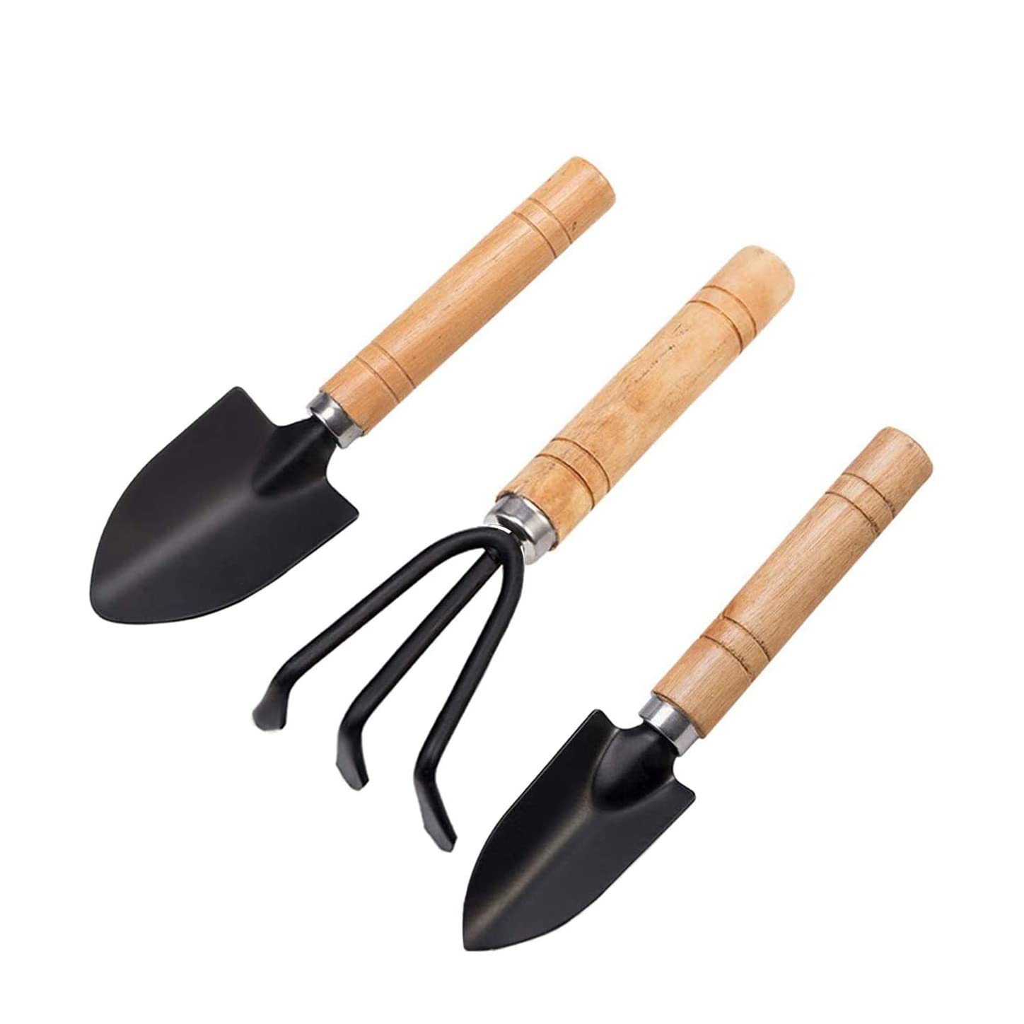 HAYLEY 3-Piece Garden Tool Set - Small Shovel, Rake & Spade with Ergonomic Handle for Planting, Weeding & Digging | Perfect for Home Gardening, Flower Beds & Indoor Potted Plants