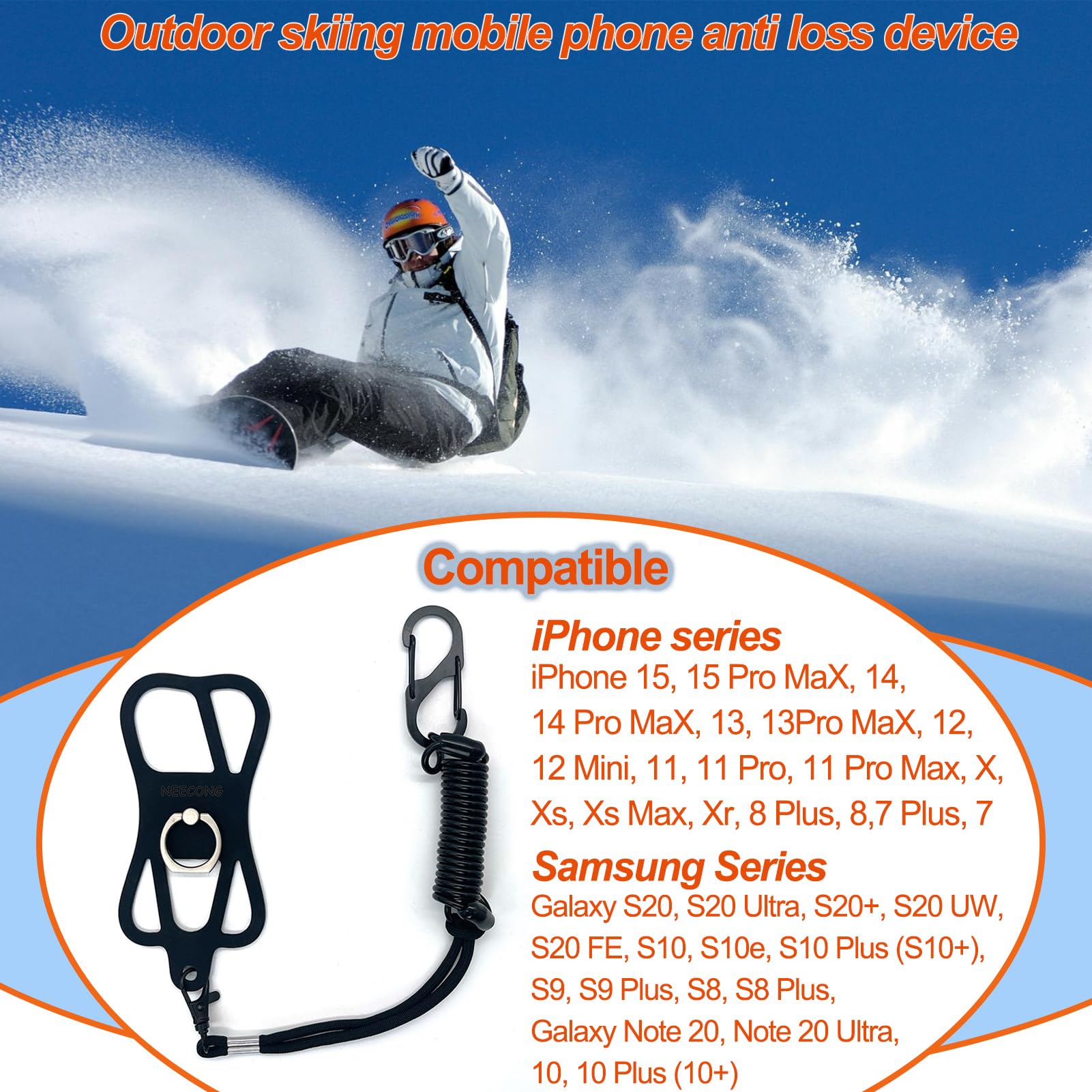 Durable Universal Phone Lanyard Holder - Shockproof Fishing Phone Tether for iPhone, Samsung & Most Smartphones - Perfect for Outdoor Activities, Hiking, Boating & Work Safety