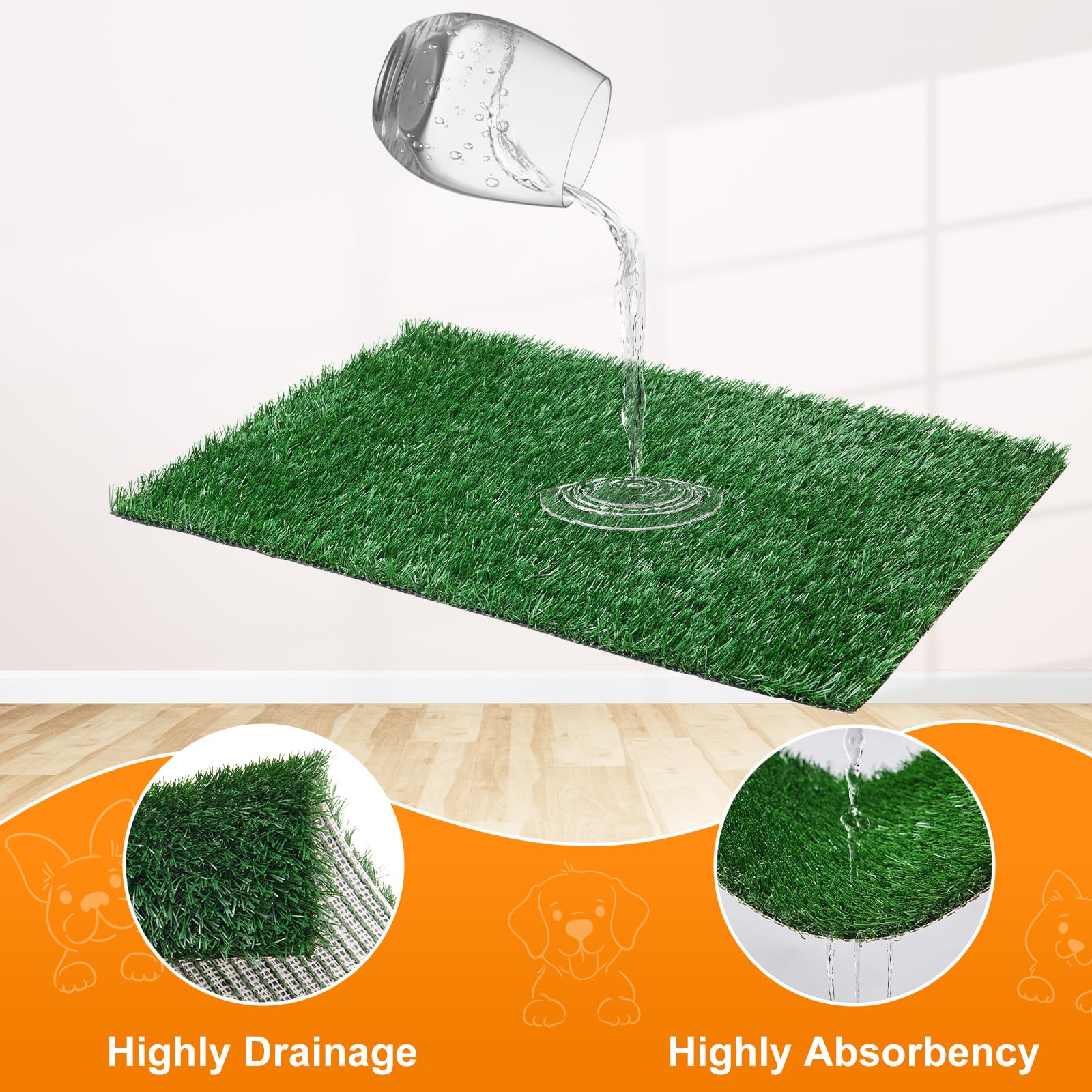 LOOBANI Large Dog Grass Pad with Tray - Indoor Puppy Potty Training System for Apartments & Patios - Includes 2 Replacement Grass Pee Pads - Perfect for Small Dogs, Housebreaking & Balcony Use