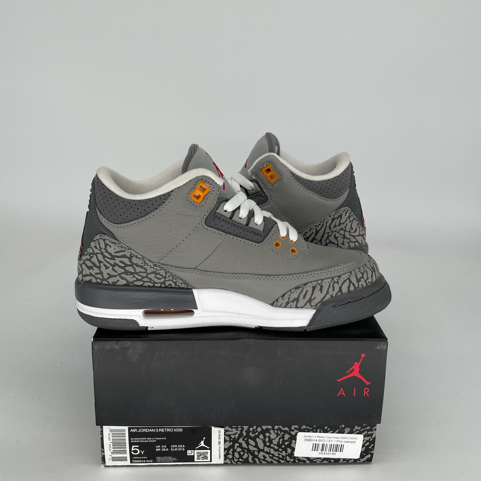 Air Jordan 3 Retro Cool Grey Size 5Y (398614-012) - Men's Basketball Shoes for Casual Wear & Street Style