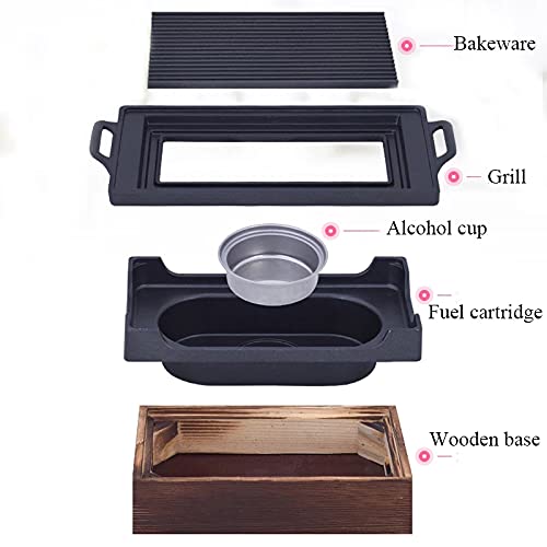 Portable Korean & Japanese BBQ Grill - Smokeless Charcoal & Alcohol Stove for Indoor/Outdoor Cooking - 23x23x10cm Non-Stick Household Grill - Perfect for Camping, Picnics & Backyard Parties