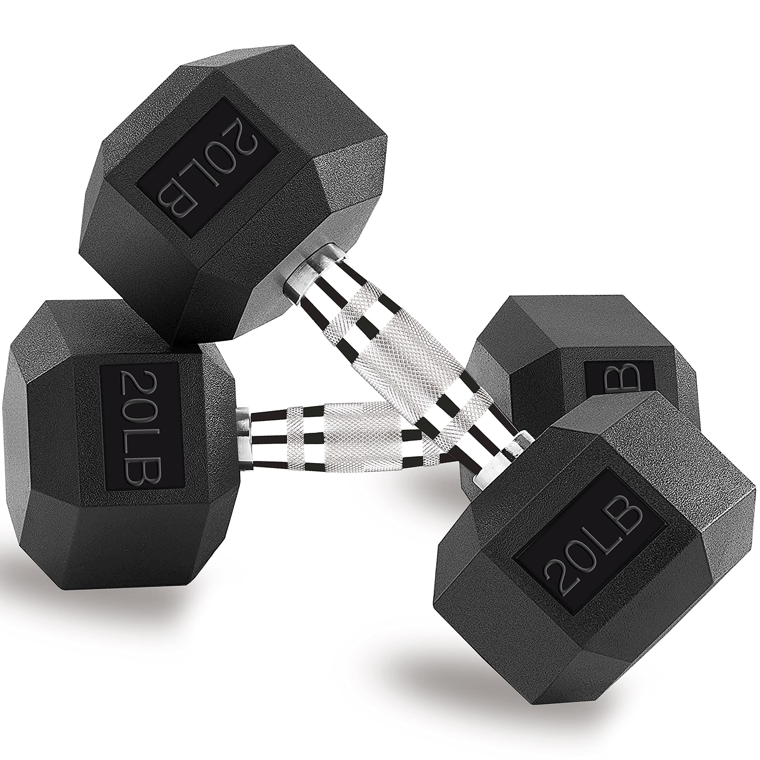 Hex Dumbbell Set 5-40LB Rubber Coated Free Weights for Home Gym - Cast Iron Exercise Dumbbells for Men & Women - Strength Training, CrossFit, Weight Lifting & Fitness Workouts