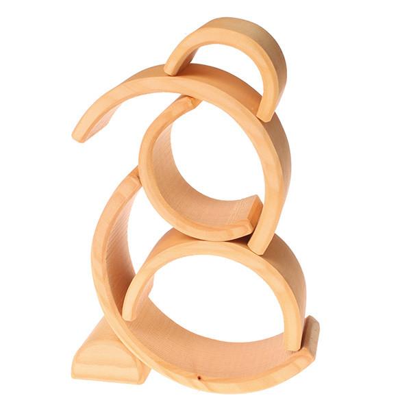 Grimm's Wooden Rainbow Tunnel - Natural Wooden Arch Bridge for Kids - Montessori Sensory Toy for Toddlers - Perfect for Playrooms, Classrooms & Indoor Play Areas