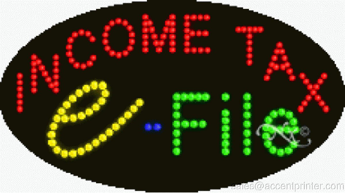 High Impact LED Tax Sign - Energy Efficient Flashing & Animated Income Tax Sign for Office, Storefront & Business Advertising