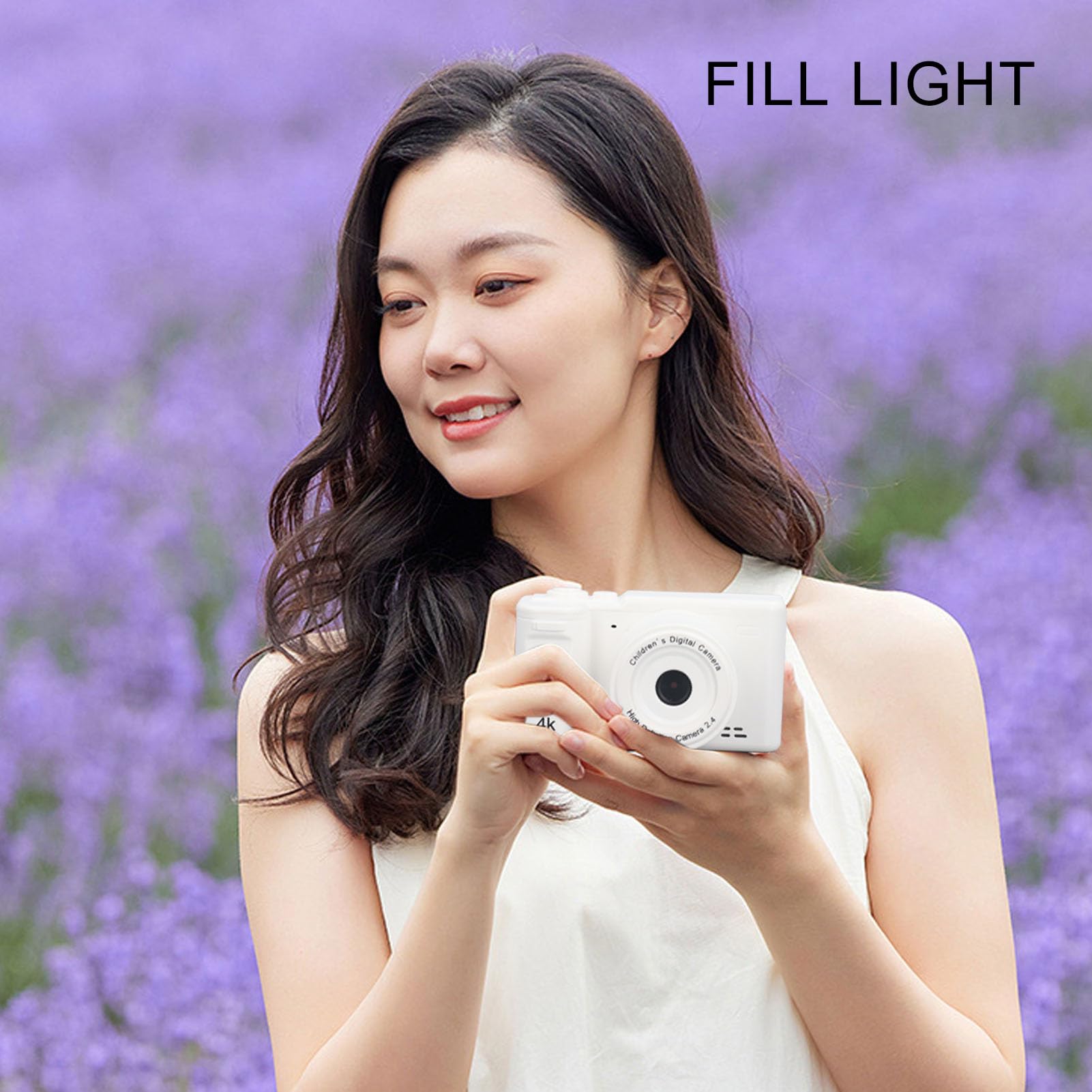 Autofocus Digital Camera for Travel - 2.4in IPS Screen, 8x Zoom, Dual Lens Vlogging Camera with Timer for Photography | Perfect for Vacation, Blogging & Outdoor Adventures (White)