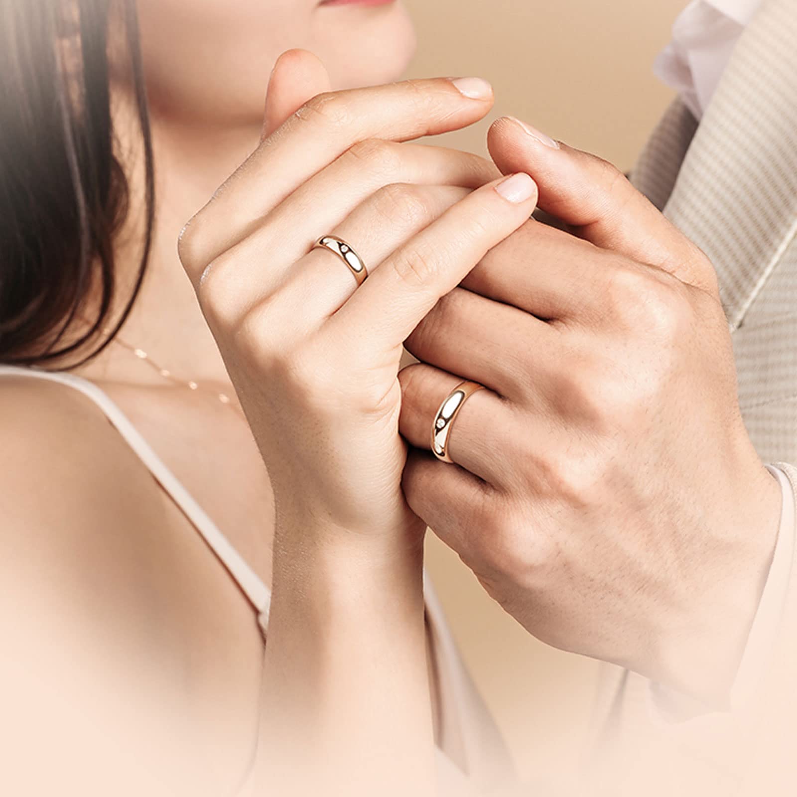 Diamond Matching Couples Rings for Him and Her - Sterling Silver/10K/14K/18K Wedding Promise Rings with Free Engraving | Perfect for Anniversaries, Engagements & Romantic Gifts