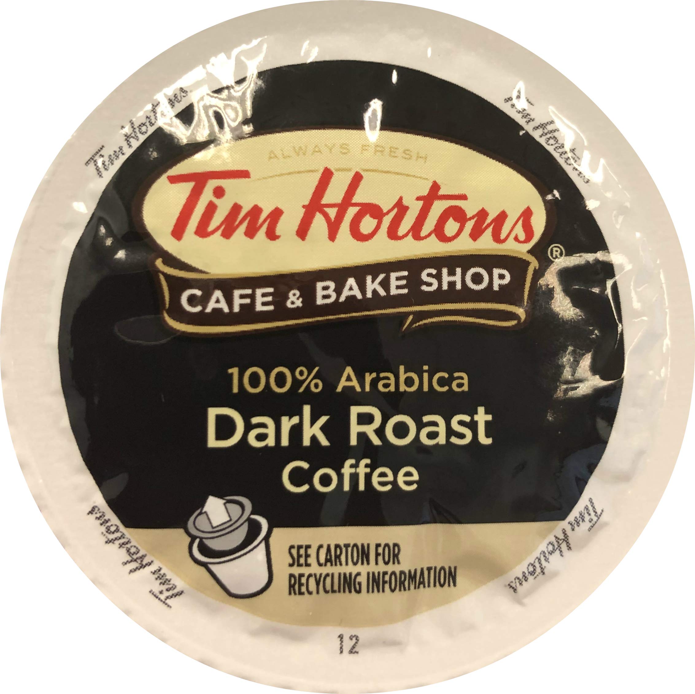 Tim Horton's Dark Roast Single Serve Coffee Pods - 72 Count K-Cup Compatible for Keurig Brewers - Rich & Bold Flavor for Morning Energy or Office Break