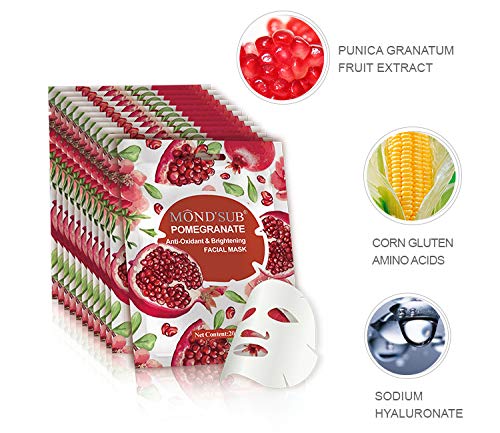 MOND'SUB Natural Daily Glow Fruit Sheet Mask Combo - Hydrating & Brightening Facial Mask Set (Pack of 5) for Glowing Skin | Perfect for Spa Night, Self-Care Routine & Travel Skincare