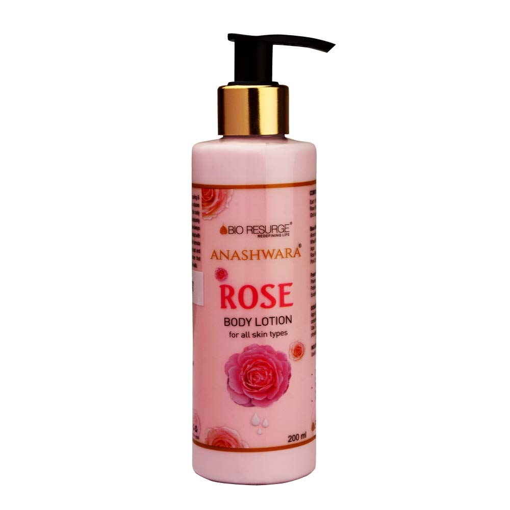 Bio Resurge Life Anashwara Rose Body Lotion - Cooling, Soothing & Moisturizing Body Cream for Dry Skin | Perfect for Daily Hydration, After-Sun Care & Relaxing Massage