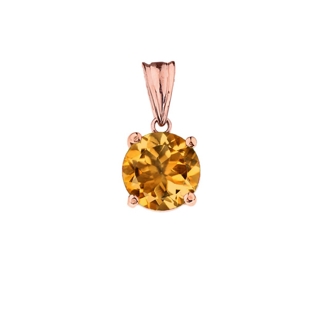 10k Rose Gold November Birthstone Pendant Necklace - Elegant Round Birthstone Jewelry for Women, Perfect Gift for Birthdays, Anniversaries & Special Occasions