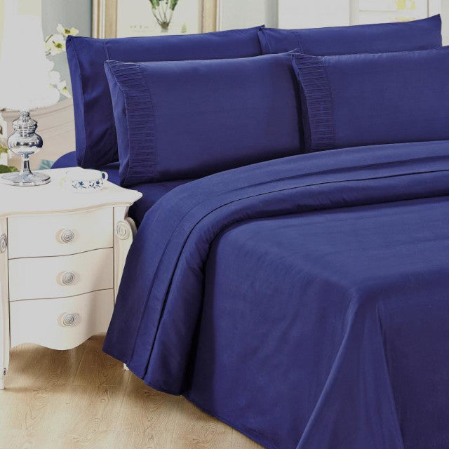 Premium 6-Piece Bamboo King Sheet Set - Navy Blue | Soft & Breathable Bedding for Ultimate Comfort | Perfect for Hot Sleepers & Eco-Friendly Homes